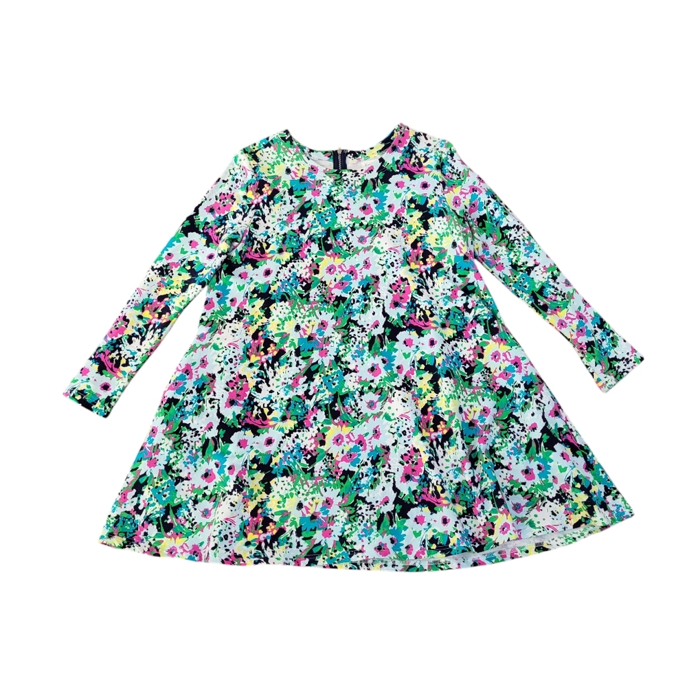 Fantastic Fawn Floral Prairie Garden Long Sleeve Dress Size Medium Relaxed